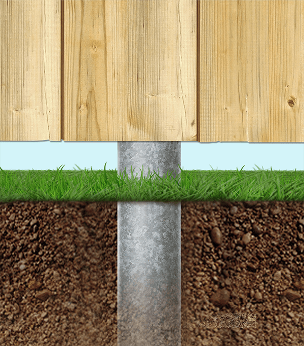 Steel foundation wood fence post in Kokomo Indiana