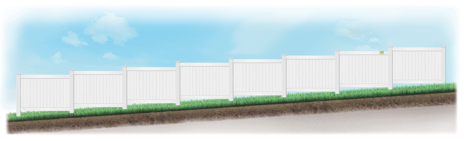 Stepped Vinyl fence on uneven ground