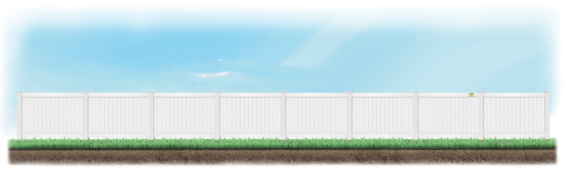 Straight Vinyl fence on level ground
